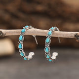 Western Water Drop Turquoise Ear Ring C- Shaped – Thoughtful Gifts — 6