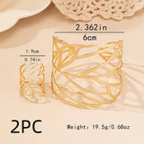 Fashion Hollowed-out Leaves Ring Bracelet Suit – Stylish Gifts — 3