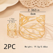 Fashion Hollowed-out Leaves Ring Bracelet Suit – Stylish Gifts — 3