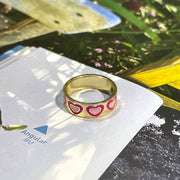 Sweet Love Contrast Oil Dropping Plain Ring – Gifts for Couples — 7
