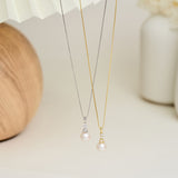 Zircon Pearl Pendant Stainless Steel Thin Chain – Jewelry Gift Ideas — 5