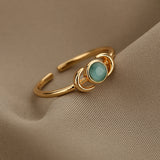 Women's Opal Moon Total Solar Eclipse Closed Ring – Gifts for Her — 6