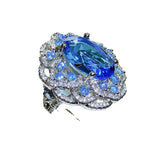 Artificial Ocean Blue Topaz Colored Gems Open Ring – Gifts for Her — 4