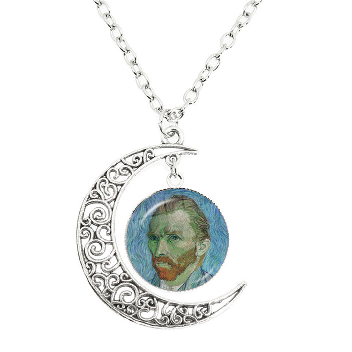 Van Gogh Starry Night Painting Moon Necklace – Jewelry Gift Ideas — 1