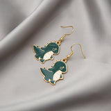 Cute Cool Summer Green Dinosaur Cartoon Earrings – Gift Ideas — 1
