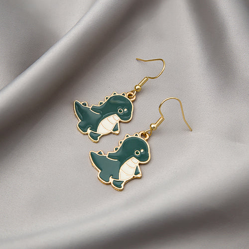 Cute Cool Summer Green Dinosaur Cartoon Earrings – Gift Ideas — 1