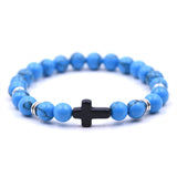 Natural Stone Black Cross Elastic Wire Bracelet – Jewelry Gift Ideas — 7