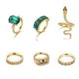 Women's Fashion Geometric With Green Rhinestone Ring – Stylish Gifts — 4