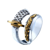 Titanium Steel Electroplated Men's Dragon Sword Ring – Gifts for Him — 4
