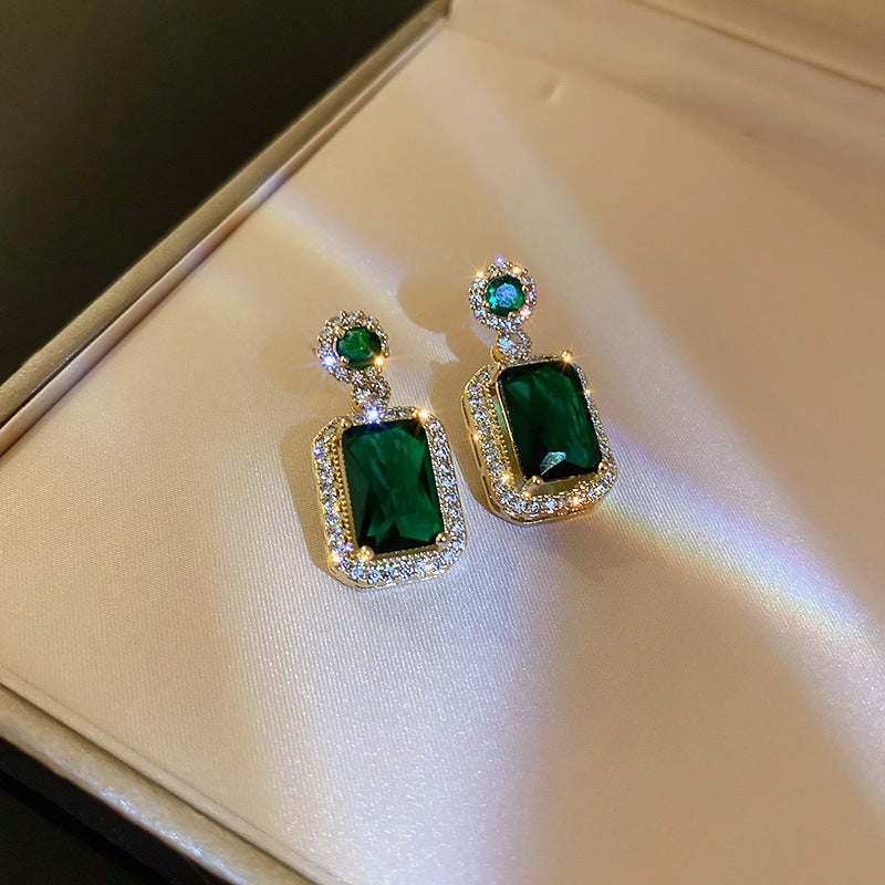 Silver Needle Zircon Emerald Crystal Geometric – Jewelry Gift Ideas — 1