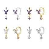 S925 Silver Needle Set Zircon Butterfly Earrings – Surprise Gifts — 7