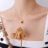 Women's Vintage Emerald Zircon Pendant Necklace – Jewelry Gift Ideas — 5