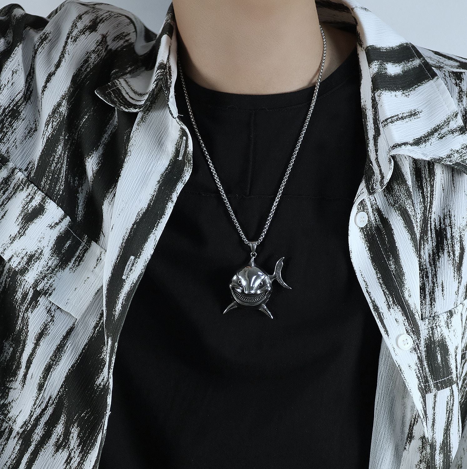 Retro Clownfish Man's Stainless Steel Necklace – Jewelry Gift Ideas — 1