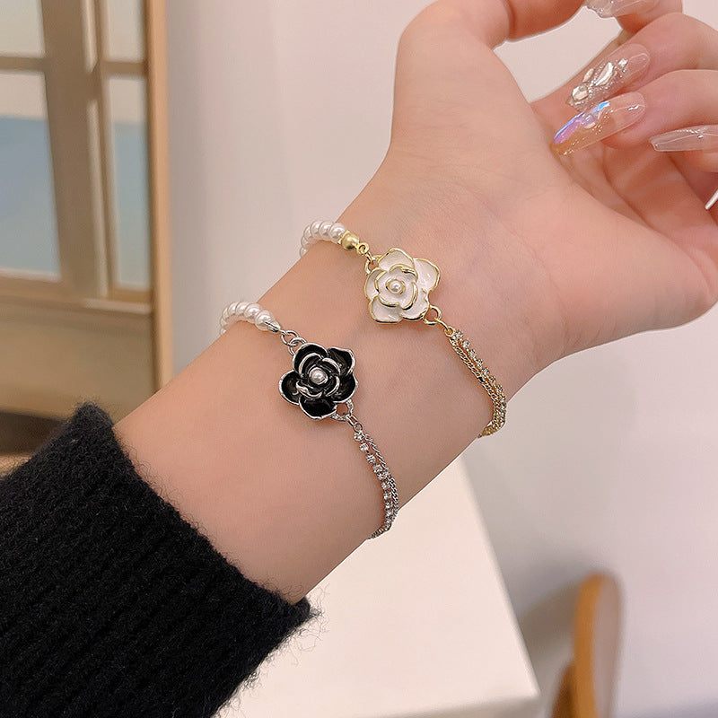 Retro Hong Kong Style Camellia Pearl Bracelet Female – Stylish Gifts — 1