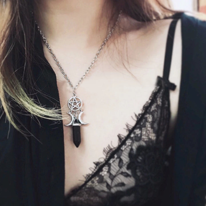 Fashion Pentagram Pendant Moon Necklace – Jewelry Gift Ideas — 1