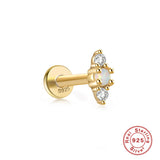 Sterling Silver Opal And Diamond Pierced Threaded Ear – Stylish Gifts — 15