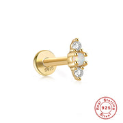 Sterling Silver Opal And Diamond Pierced Threaded Ear – Stylish Gifts — 15