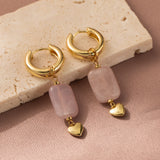 Personalized Natural Stone Heart Earrings Versatile – Thoughtful Gifts — 5