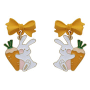 S925 Silver Needle Rabbit Carrot Bow Pearl – Gifts for Pet Lovers — 3