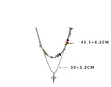 Double Layered Colored Crushed Stone Cross Chain – Small Gift Ideas — 4