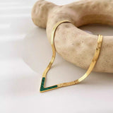 Stainless Steel Flat Snake Chain V Shape Necklace – Jewelry Gift Ideas — 8
