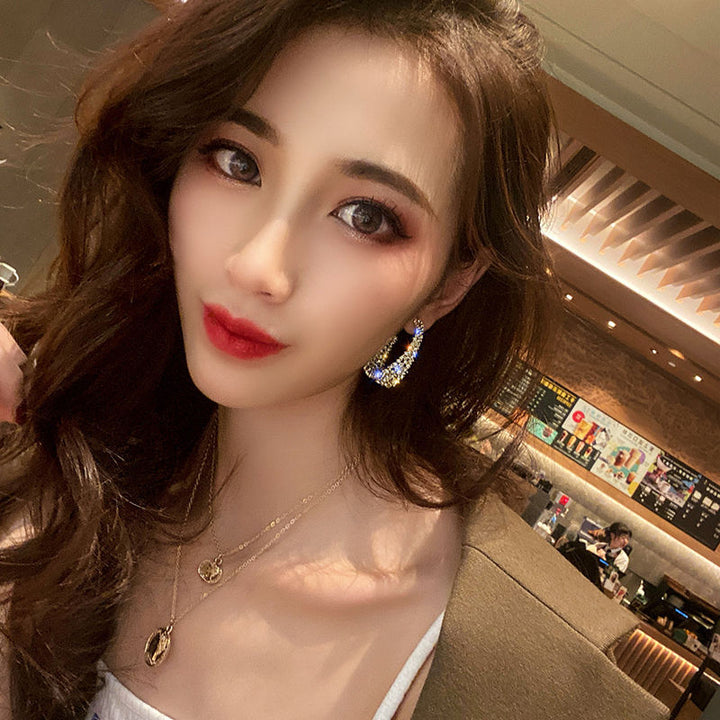 Generous Rhinestone C-shaped Semicircle Premium Sense – Stylish Gifts — 1