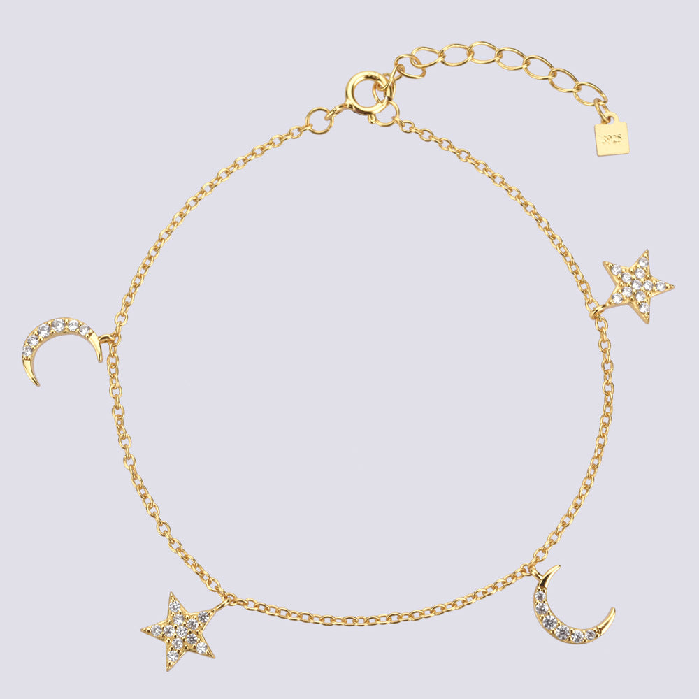 Star Moon Sterling Silver Women's Bracelet – Jewelry Gift Ideas — 1