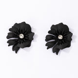 Simple Earrings Ins Cold Wind Black Flower Diamond – Birthday Gifts — 4