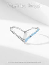 S925 Sterling Silver Fashion V-shaped Blue Enamel – Stylish Gifts — 7