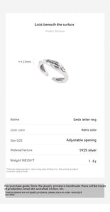 S925 Sterling Silver Smile Letters Ring Women – Gifts for Her — 11