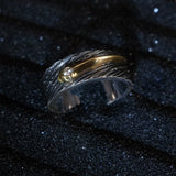 Handmade Thai Silver Meteor Ring Male Diamond Gold – Gifts for Him — 3