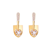 Alloy Inlaid Pearl Small Shovel Earrings – Unique Gift Ideas — 4