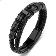Men's Leather Titanium Steel Punk Bracelet – Jewelry Gift Ideas — 5