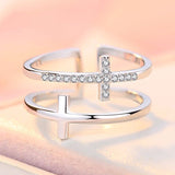 Double Cross Miniature Copper Inlaid Zircon Ring – Stylish Gifts — 3