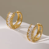 Women's Real Gold Electroplated Zircon Round Earrings – Gifts for Her — 1