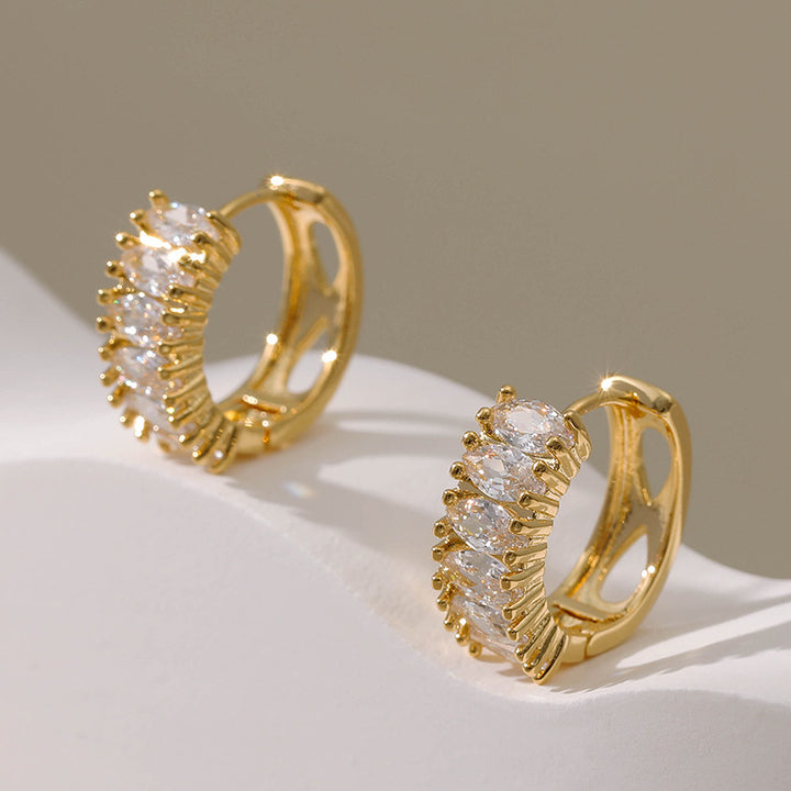 Women's Real Gold Electroplated Zircon Round Earrings – Gifts for Her — 1