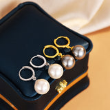 S925 Sterling Silver Earrings Ear Button Pearl – Gift Ideas — 1