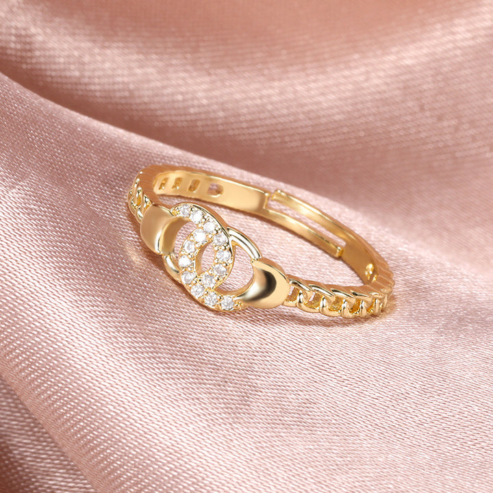 Double Circle Cutout Ring Chain Ring Micro Setting – Useful Gifts — 1