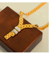 Fashion Trend Y Letter Zircon-inlaid Pendant – Jewelry Gift Ideas — 8