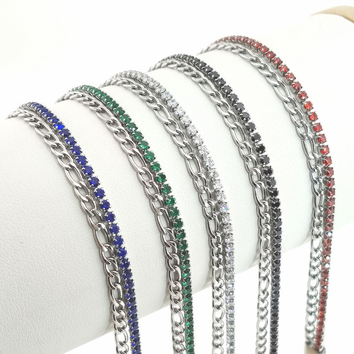 Fashion Double Row Titanium Steel Zircon Bracelet – Stylish Gifts — 1
