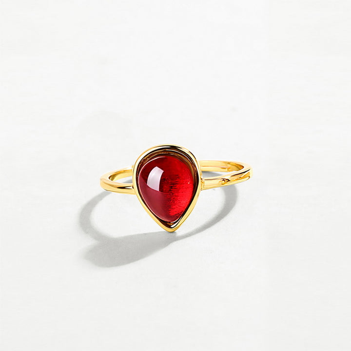 Natural Garnet Ring Sterling Silver Temperament Niche – Surprise Gifts — 1