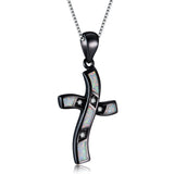Sterling Silver Clavicle Chain Opal Four White – Jewelry Gift Ideas — 4