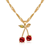 Temperament Cute Gem Cherry Necklace Earring Set – Jewelry Gift Ideas — 3