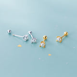 S925 Silver Earrings Female Four-claw Shell Beads – Gifts for Her — 1