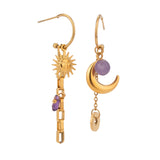 Natural Stone Hammer Pattern Sun Moon Ear Clip – Practical Gifts — 5