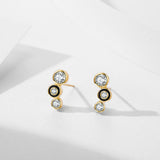 Women's Sterling Silver Black Round Bubble Stud – Gifts for Her — 9