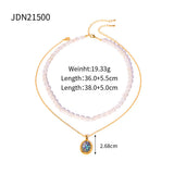 Double-layer Natural Pearl Oval Pendant Necklace – Jewelry Gift Ideas — 5