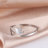 Stainless Steel Color Cute Kitten Solid Ring – Cat Lover Gifts — 2