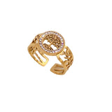 Titanium Steel Lucky Tree Diamond Studded Hollow Ring – Gift Ideas — 3