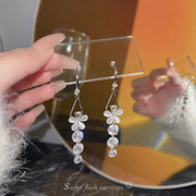 Silver Needle Long Fringed Zircon Earrings – Thoughtful Gifts — 16